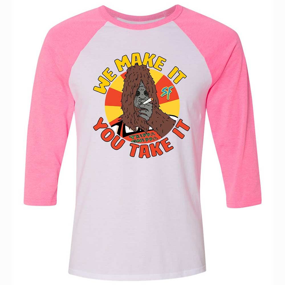 Unisex 3/4 Baseball Tee - 9W83VYV4 - White/Neon Pink - 12