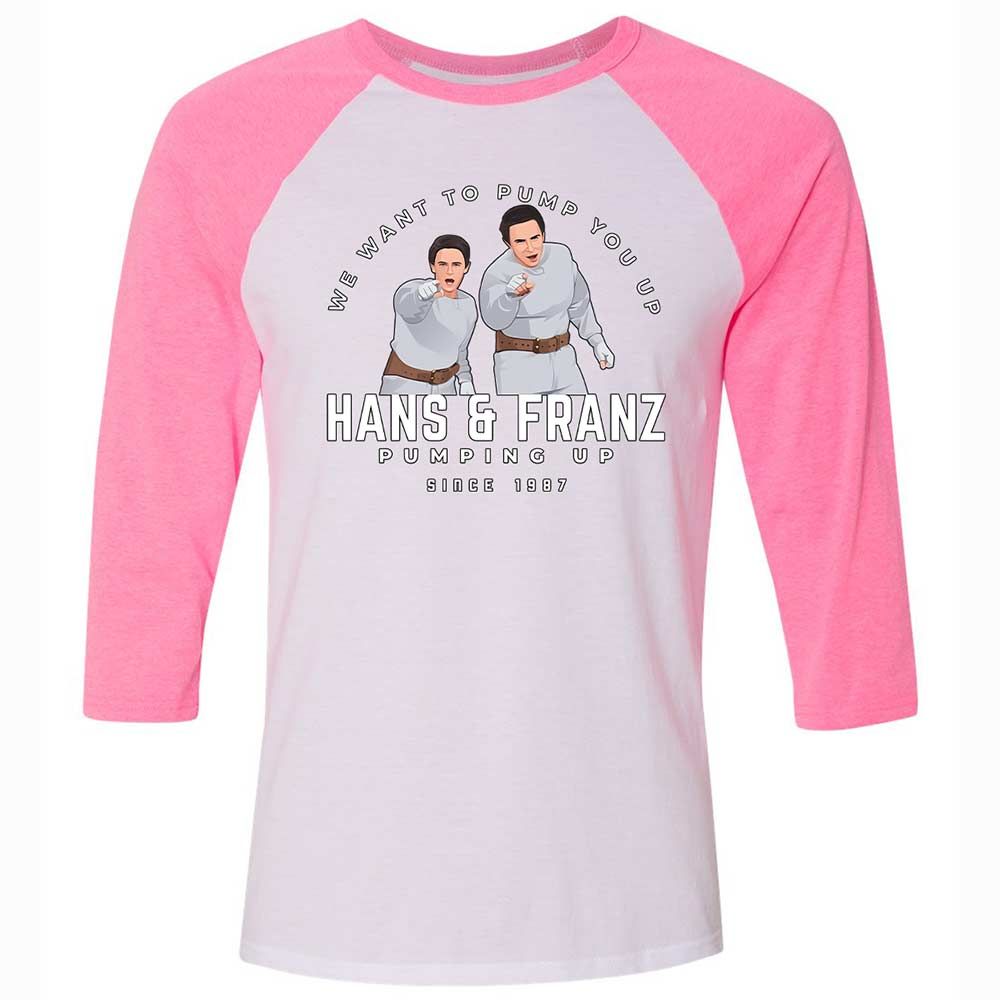 Unisex 3/4 Baseball Tee - UMXP4Y1E - White/Neon Pink - 12