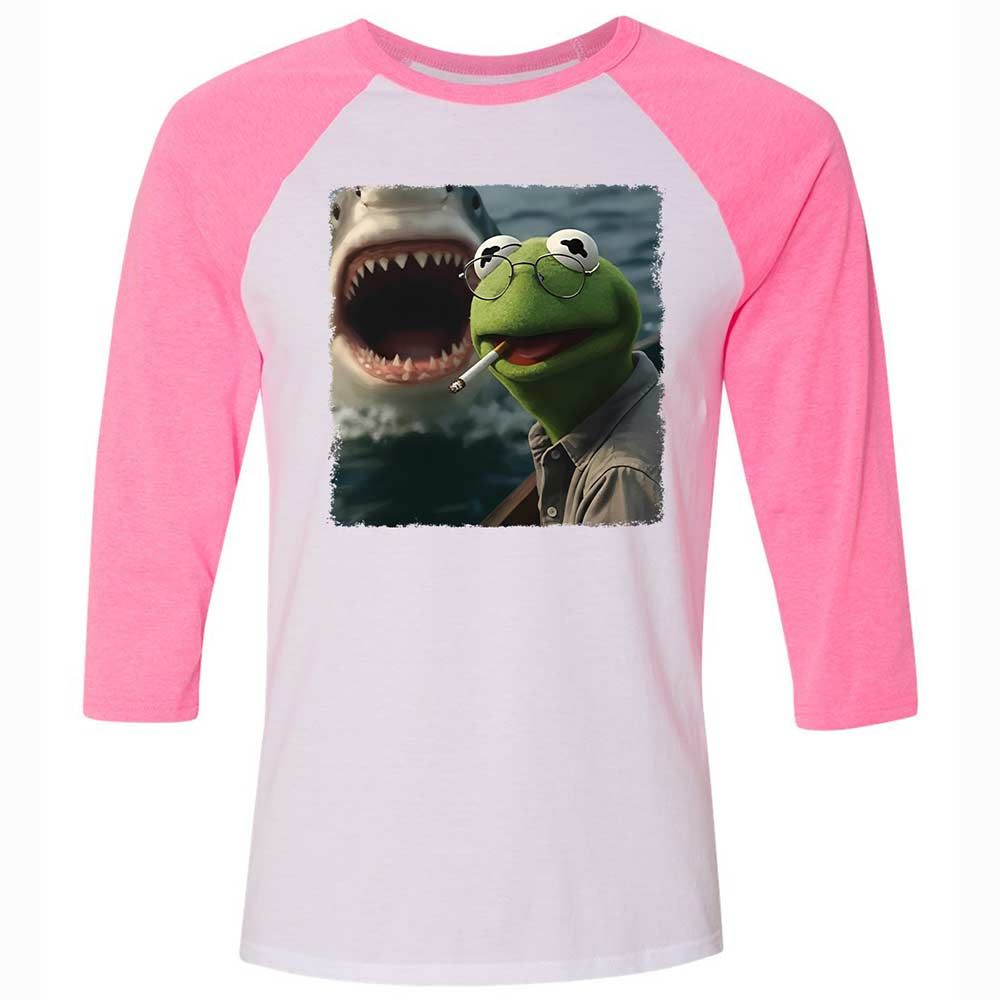 Unisex 3/4 Baseball Tee - 46L221WQ - White/Neon Pink - 12