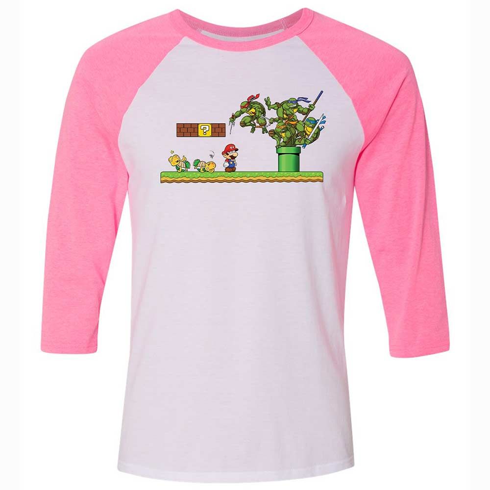 Unisex 3/4 Baseball Tee - VL5WHL6F - White/Neon Pink - 12