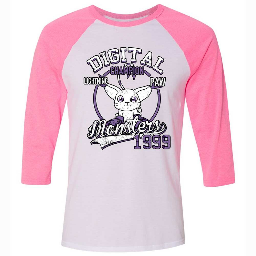Unisex 3/4 Baseball Tee - SK8SPK4L - White/Neon Pink - 12