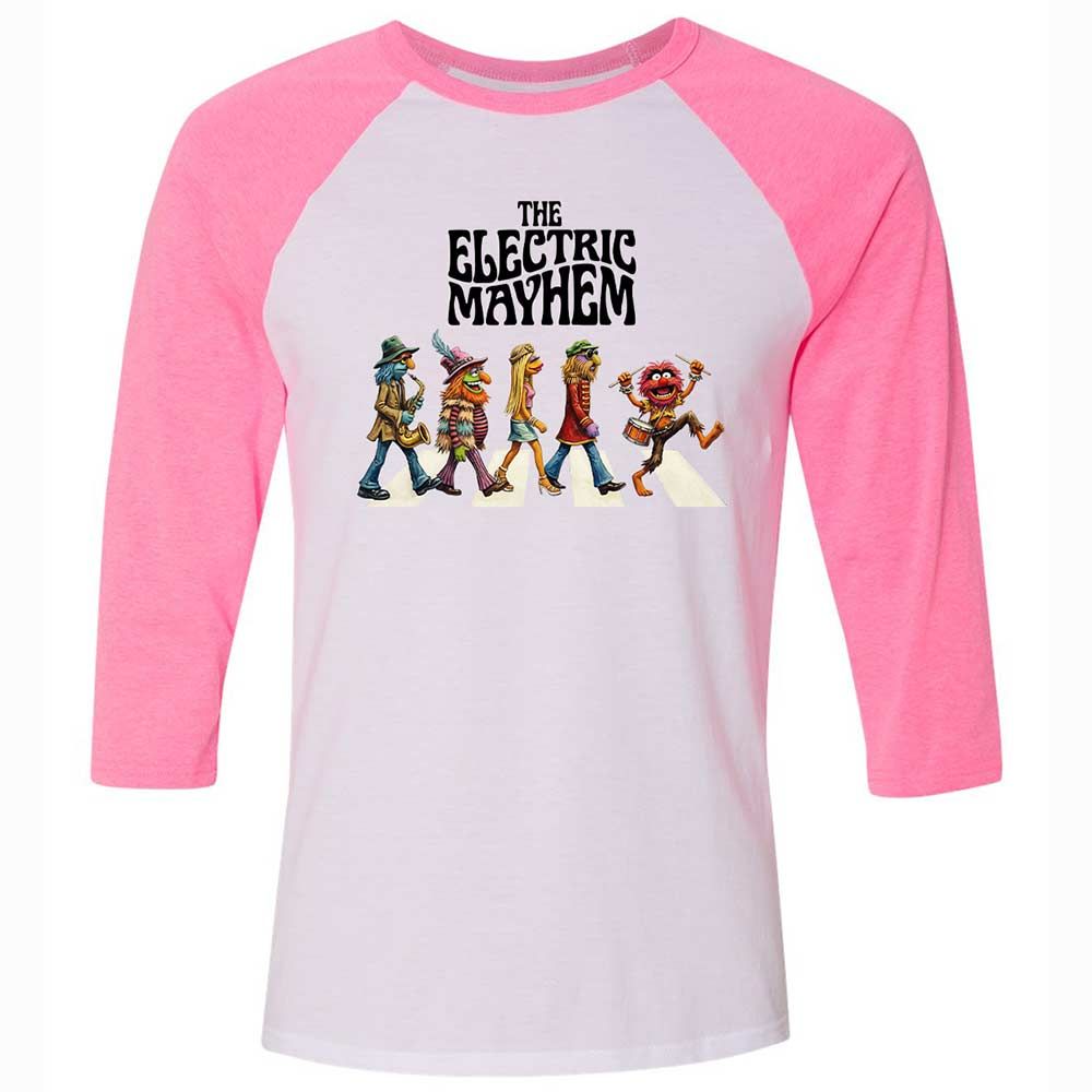 Unisex 3/4 Baseball Tee - 6M6W1B43 - White/Neon Pink - 12