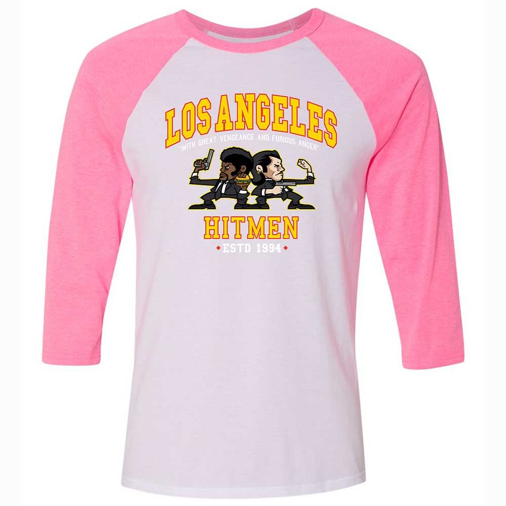 Unisex 3/4 Baseball Tee - ASYTH1AX - White/Neon Pink - 12