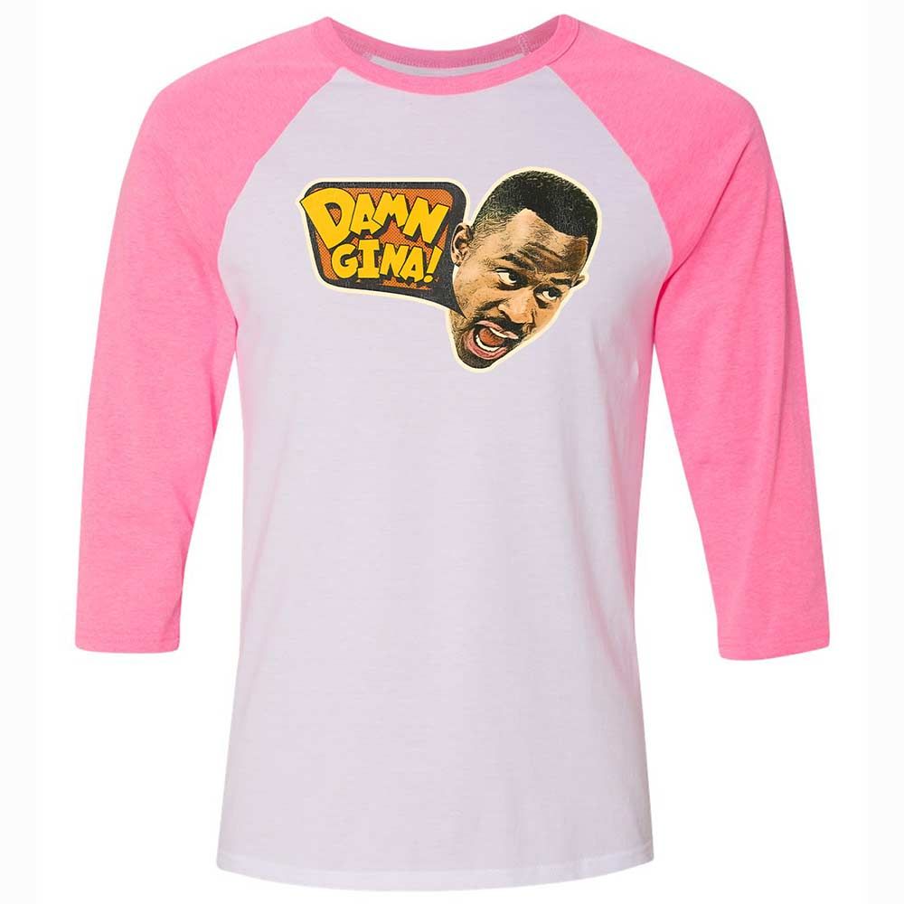 Unisex 3/4 Baseball Tee - KRHWYQS5 - White/Neon Pink - 12
