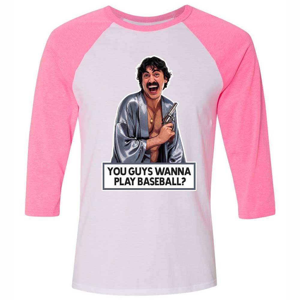 Unisex 3/4 Baseball Tee - GWMLCX81 - White/Neon Pink - 12