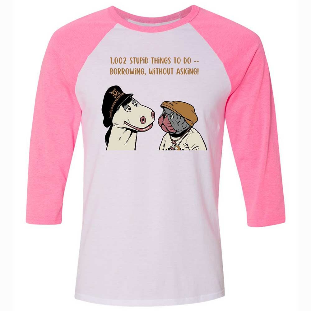 Unisex 3/4 Baseball Tee - XK1FFTDM - White/Neon Pink - 12