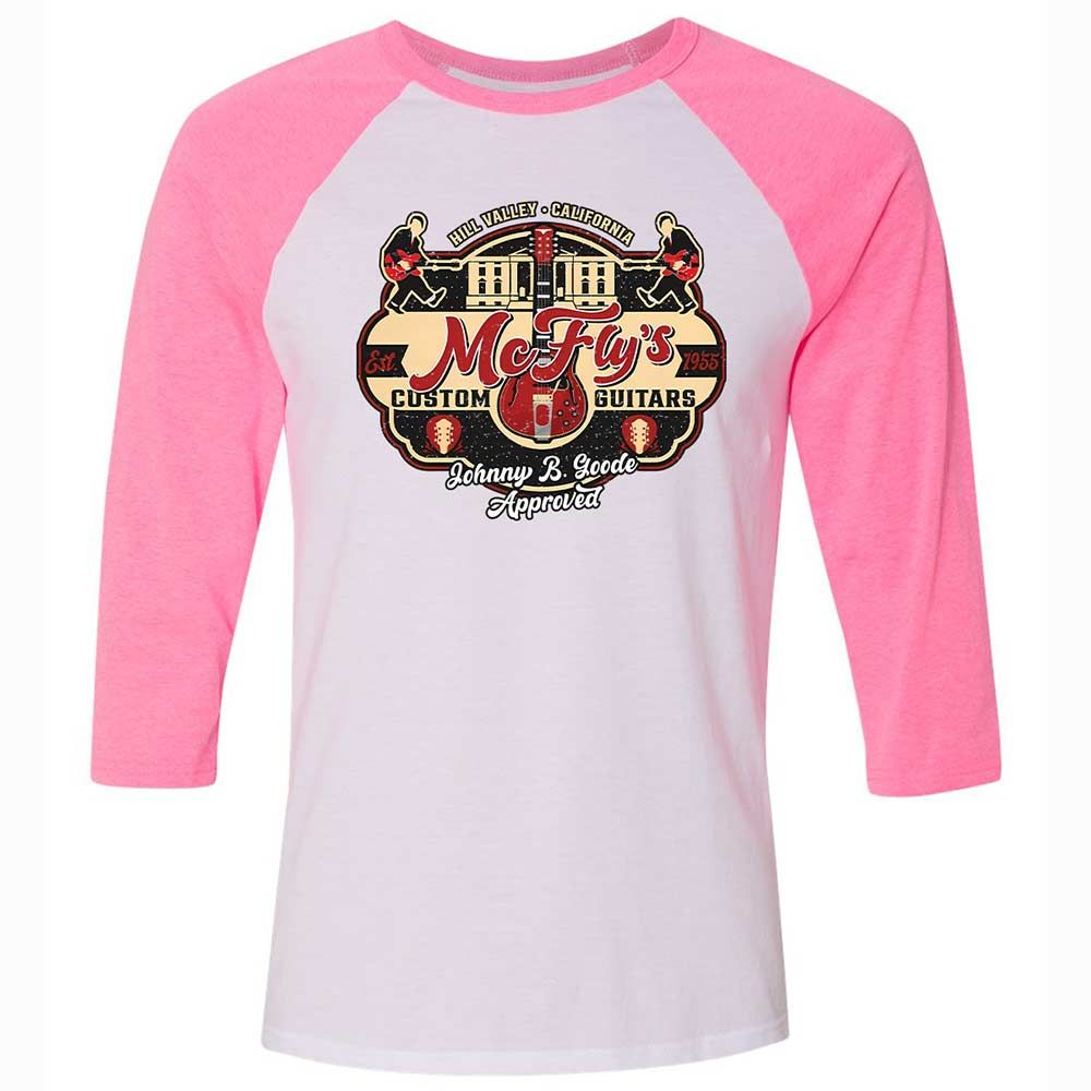 Unisex 3/4 Baseball Tee - LYLR72FW - White/Neon Pink - 12