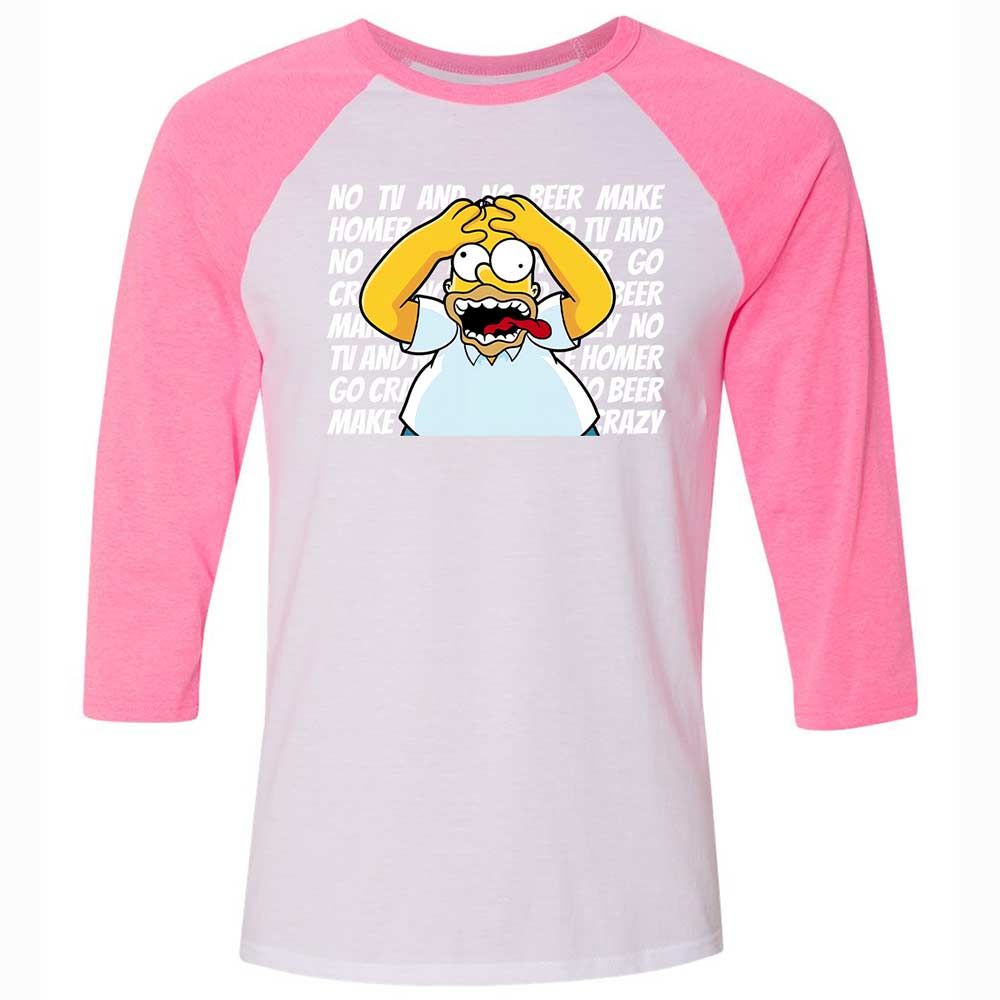 No TV and No Beer Make Homer Go Crazy - White/Neon Pink - 12