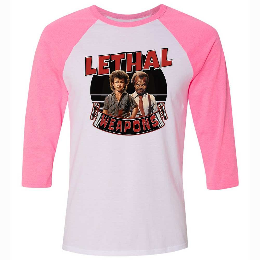 Unisex 3/4 Baseball Tee - NRHMJU1K - White/Neon Pink - 12