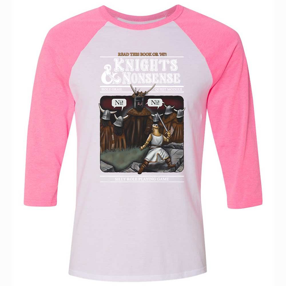 Unisex 3/4 Baseball Tee - FKNH67ZS - White/Neon Pink - 12