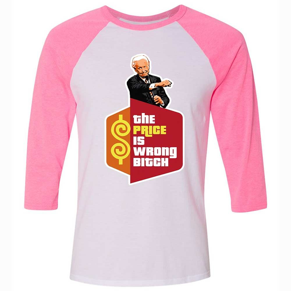 Unisex 3/4 Baseball Tee - 9PE4BVH7 - White/Neon Pink - 12