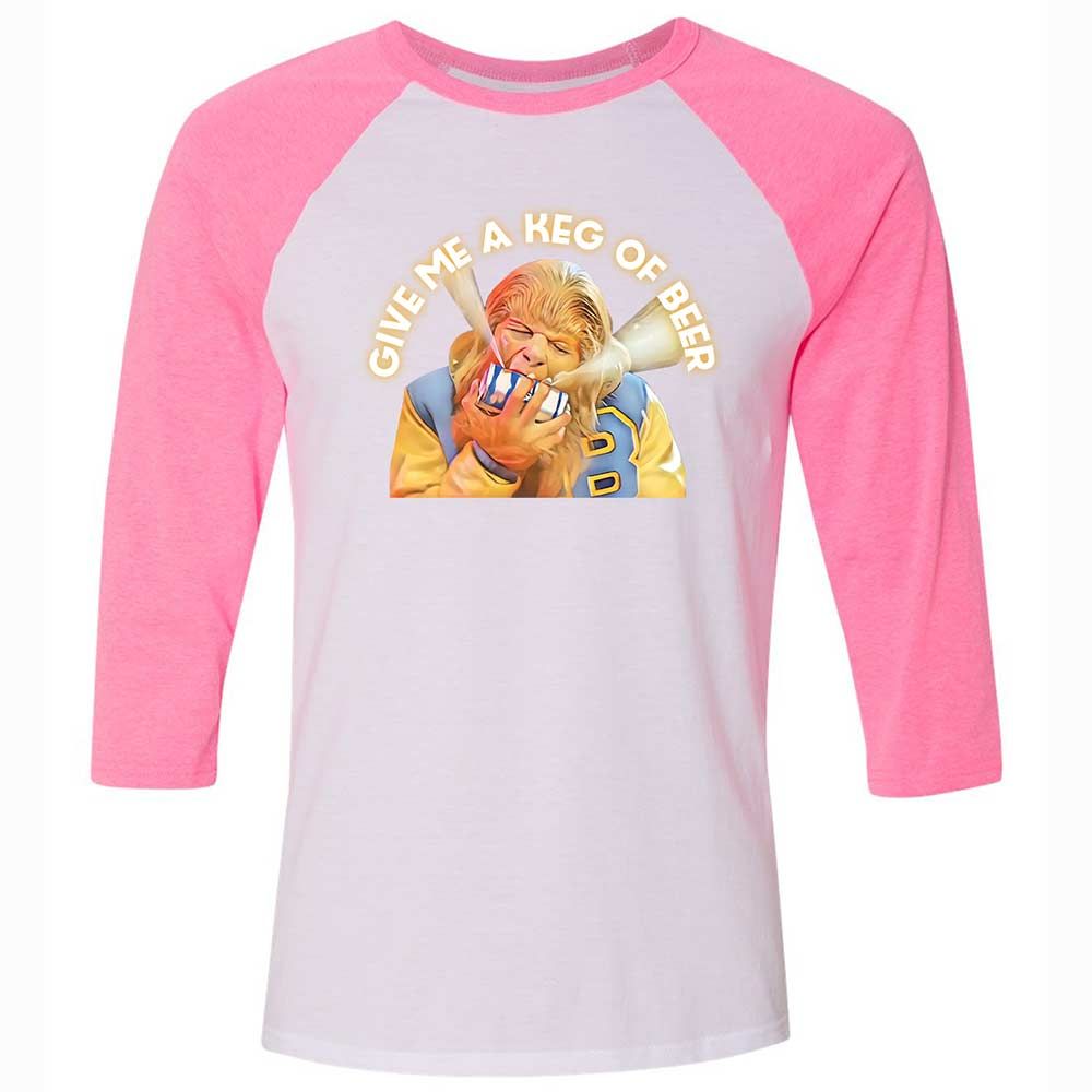 Unisex 3/4 Baseball Tee - 7QNHJRJL - White/Neon Pink - 12