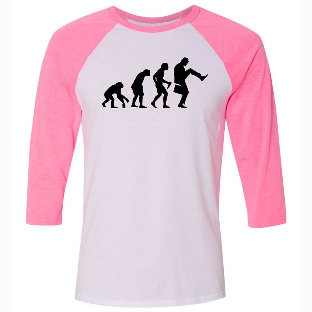 Unisex 3/4 Baseball Tee - QFLBRKZW - White/Neon Pink - 12