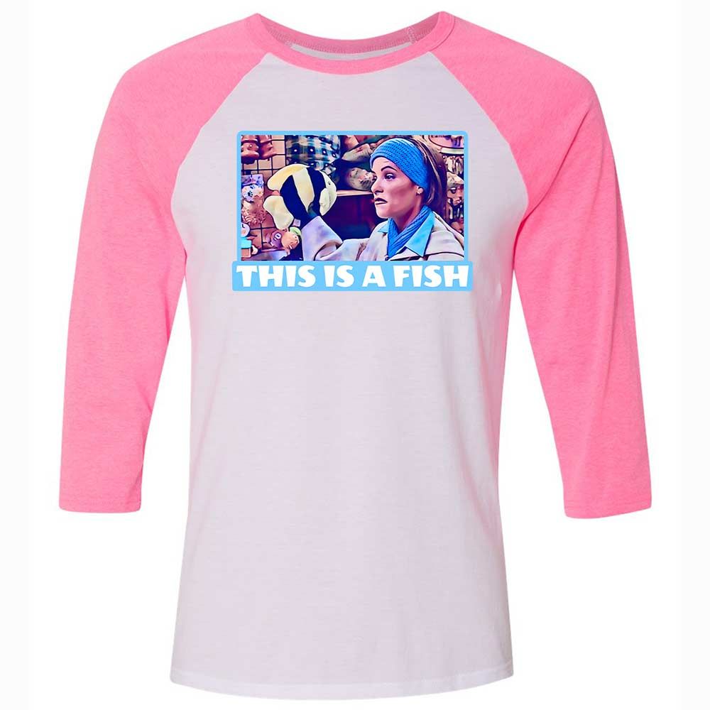 Unisex 3/4 Baseball Tee - QNZRDZD5 - White/Neon Pink - 12