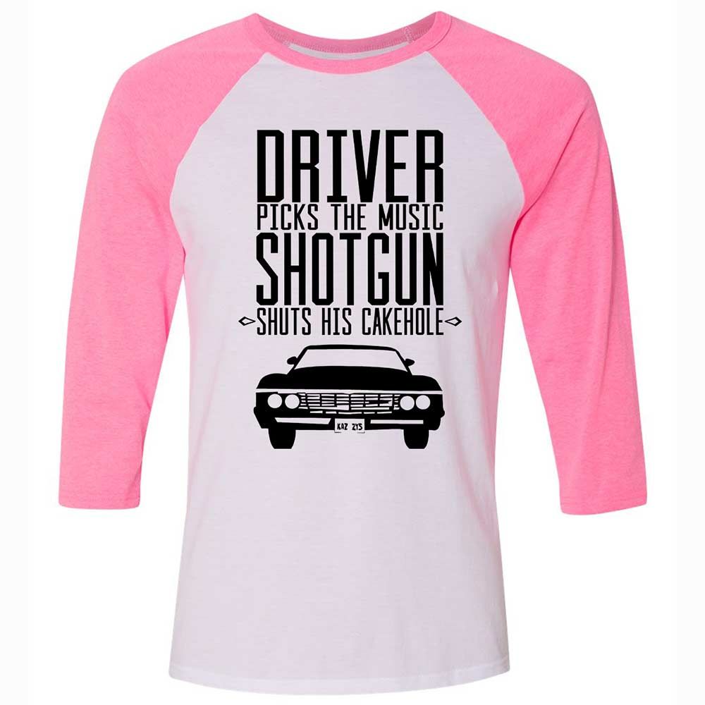 Unisex 3/4 Baseball Tee - 1REKP6VB - White/Neon Pink - 12
