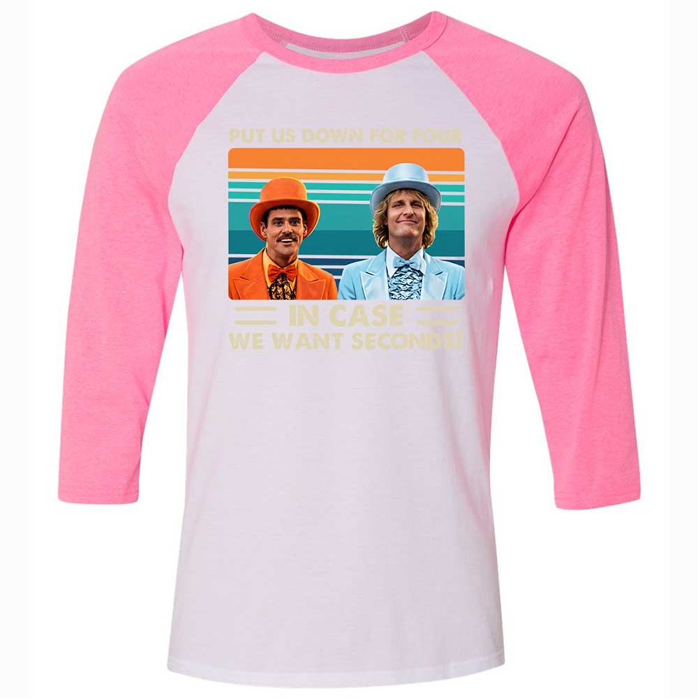 Unisex 3/4 Baseball Tee - SXFC5KP3 - White/Neon Pink - 12