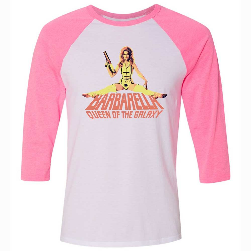 Unisex 3/4 Baseball Tee - 9G3TVV6J - White/Neon Pink - 12