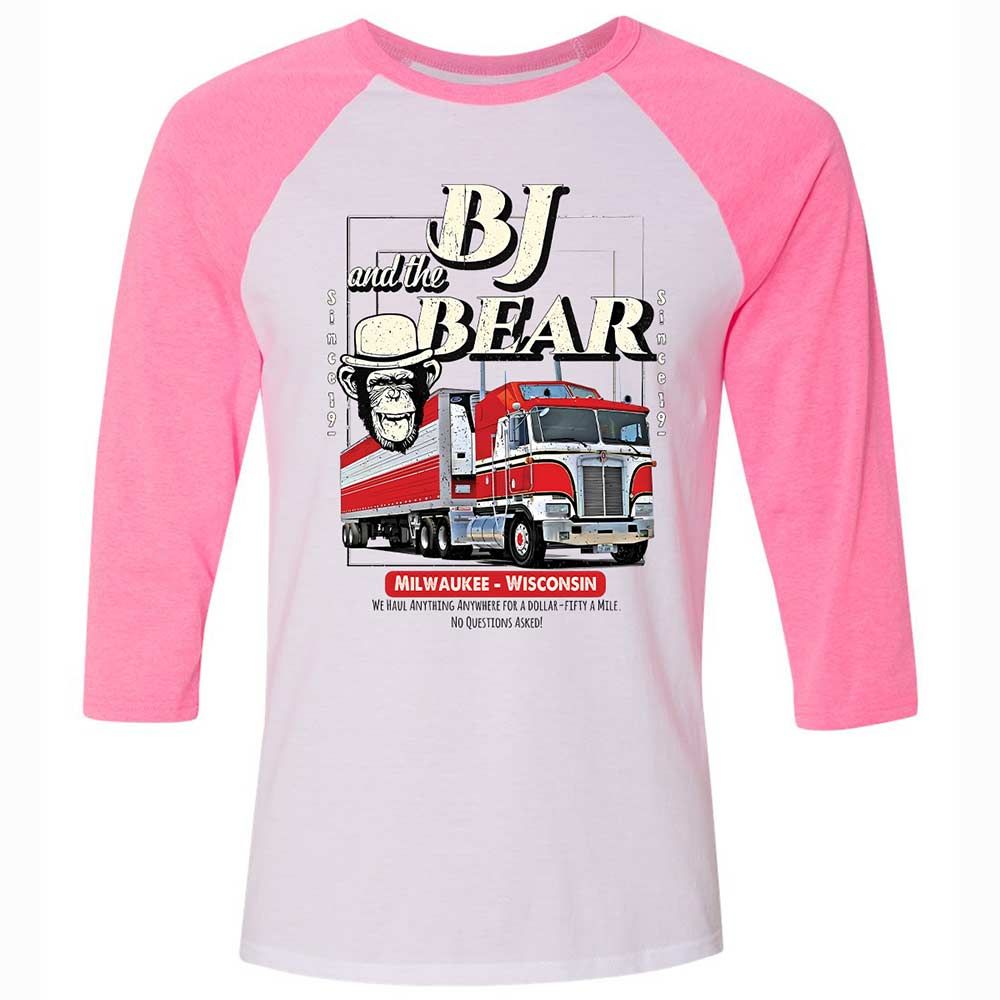 Unisex 3/4 Baseball Tee - 2X6Z6F2X - White/Neon Pink - 12