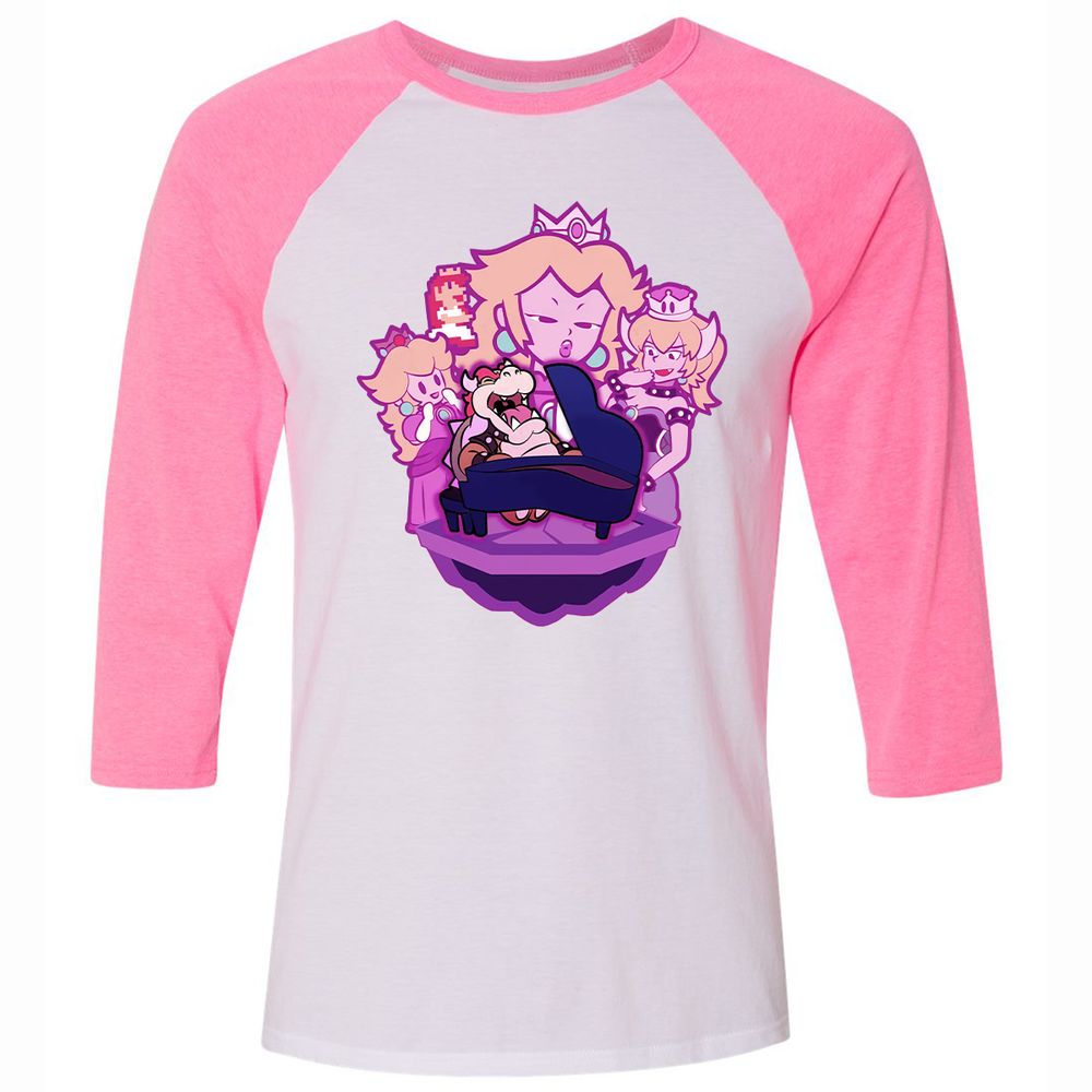 Unisex 3/4 Baseball Tee - URUNYGJ3 - White/Neon Pink - 12