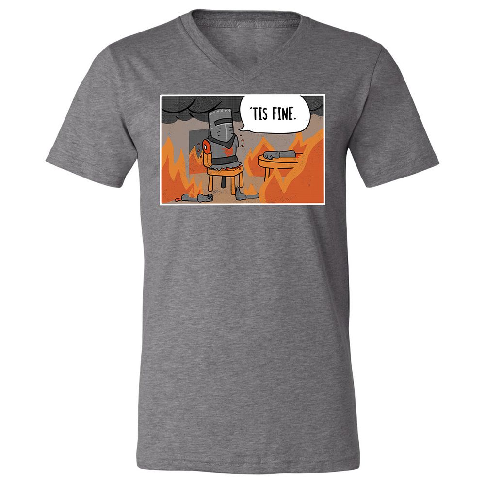 Unisex V-Neck T-Shirt - NXZFQQ8L - Deep Heather - 13