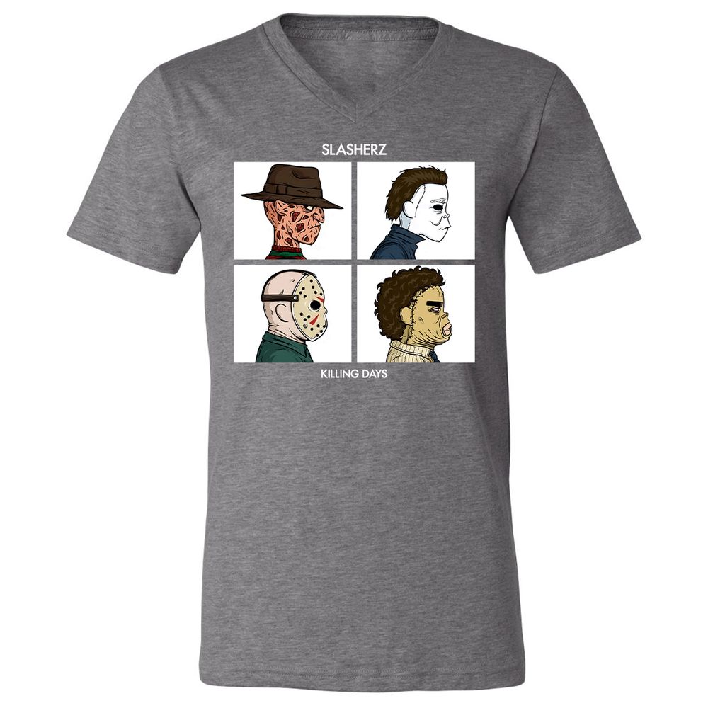 Unisex V-Neck T-Shirt - D9KU5CVK - Deep Heather - 13