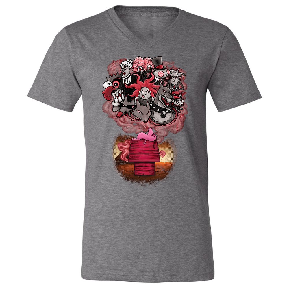 Unisex V-Neck T-Shirt - 7XVA3XHJ - Deep Heather - 13