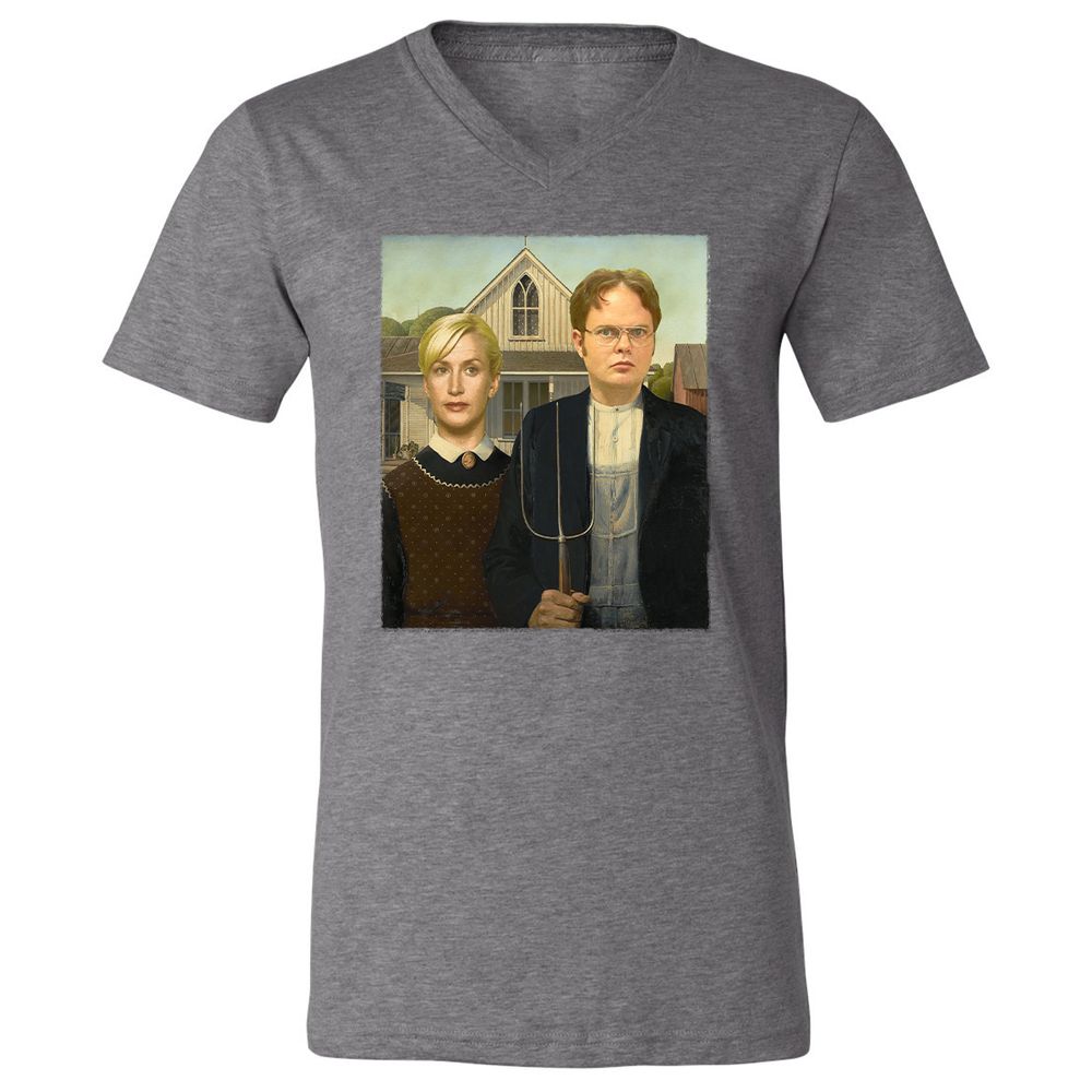 Unisex V-Neck T-Shirt - AP2K9UF9 - Deep Heather - 13