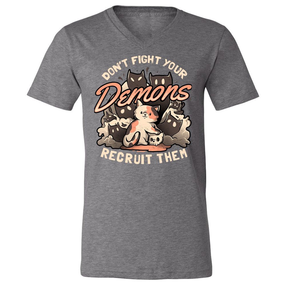 Unisex V-Neck T-Shirt - ZFXYENYW - Deep Heather - 13