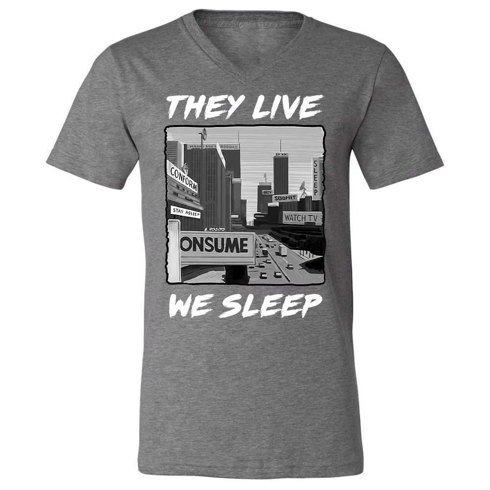 Unisex V-Neck T-Shirt - BELRJUTB - Deep Heather - 13