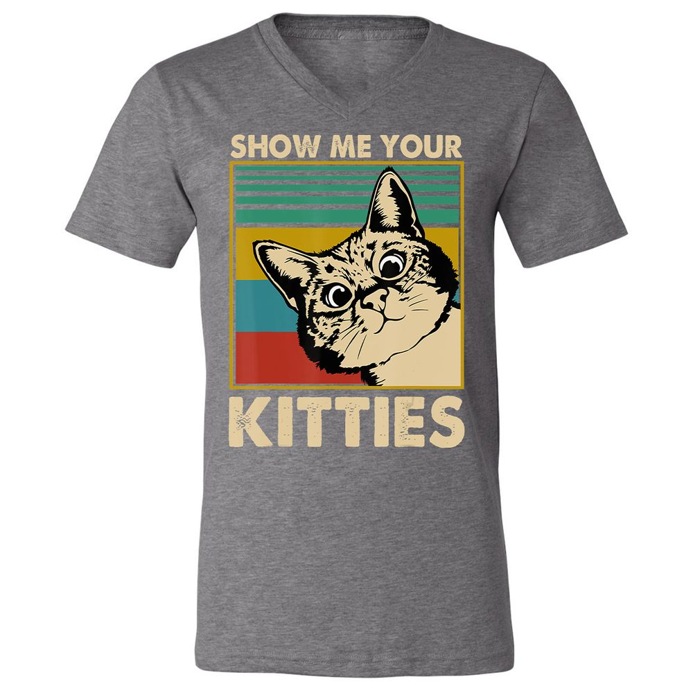 Unisex V-Neck T-Shirt - U6K3JDLX - Deep Heather - 13