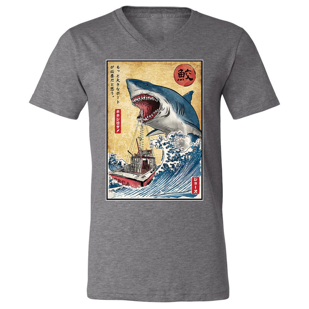 Unisex V-Neck T-Shirt - REA6KXSB - Deep Heather - 13