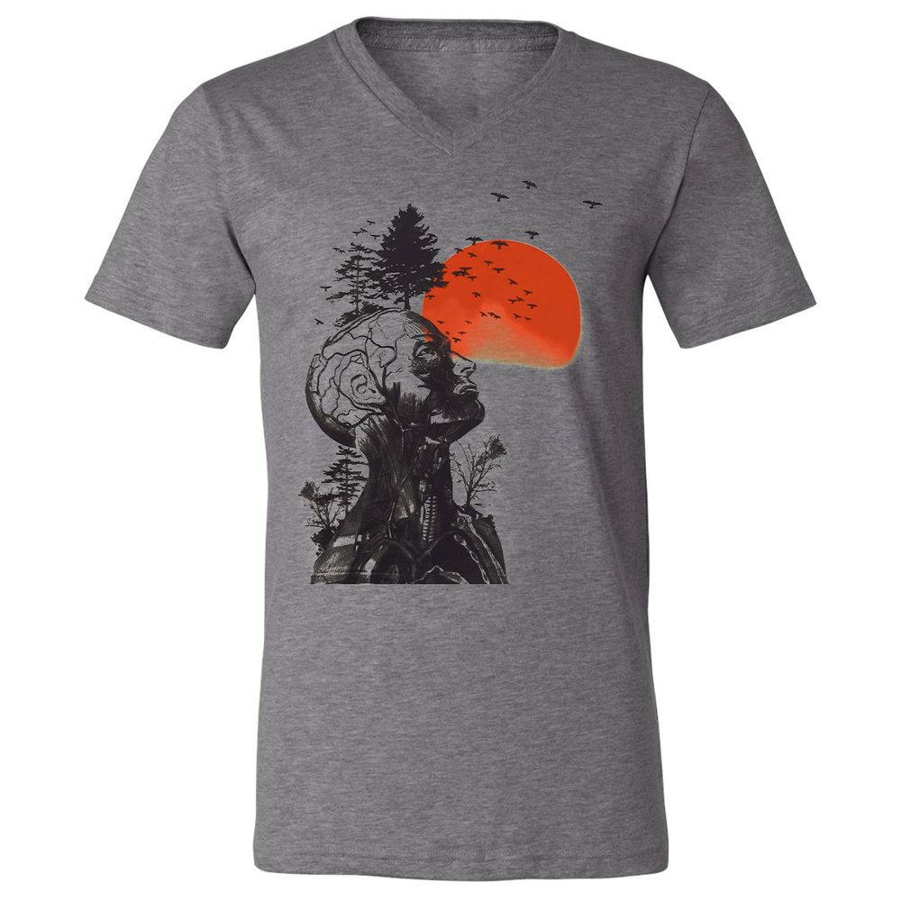 Unisex V-Neck T-Shirt - 373XTDCV - Deep Heather - 13
