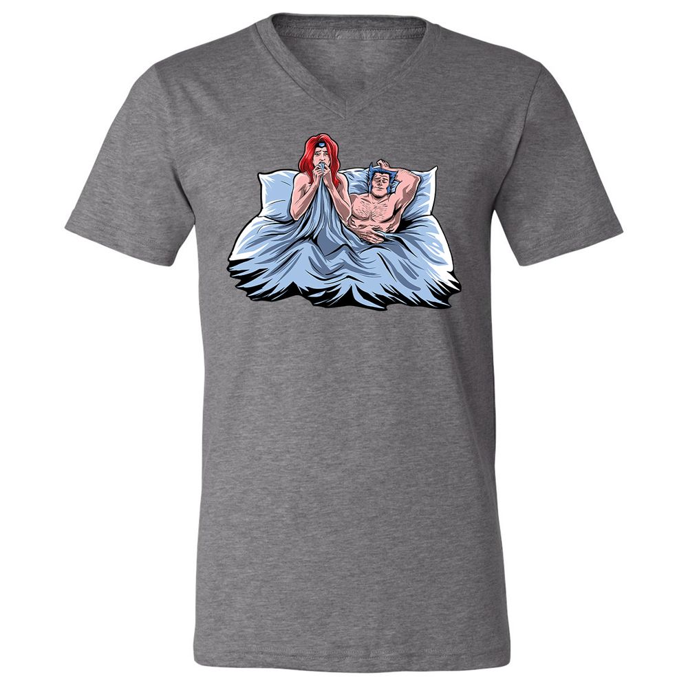 Unisex V-Neck T-Shirt - C2SWH7GX - Deep Heather - 13