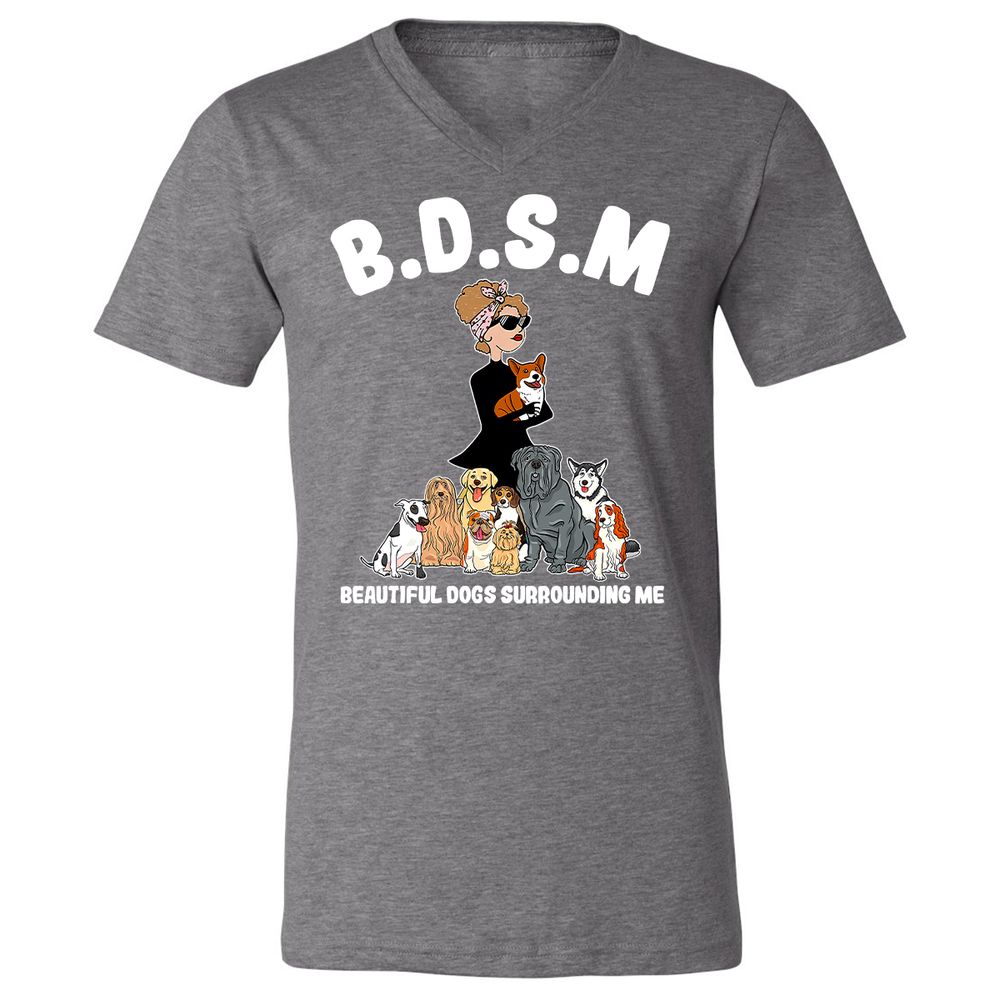 Unisex V-Neck T-Shirt - 3ZD9MFD7 - Deep Heather - 13