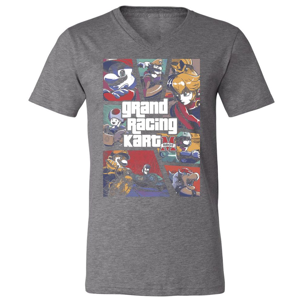 Unisex V-Neck T-Shirt - LU33VTL4 - Deep Heather - 13