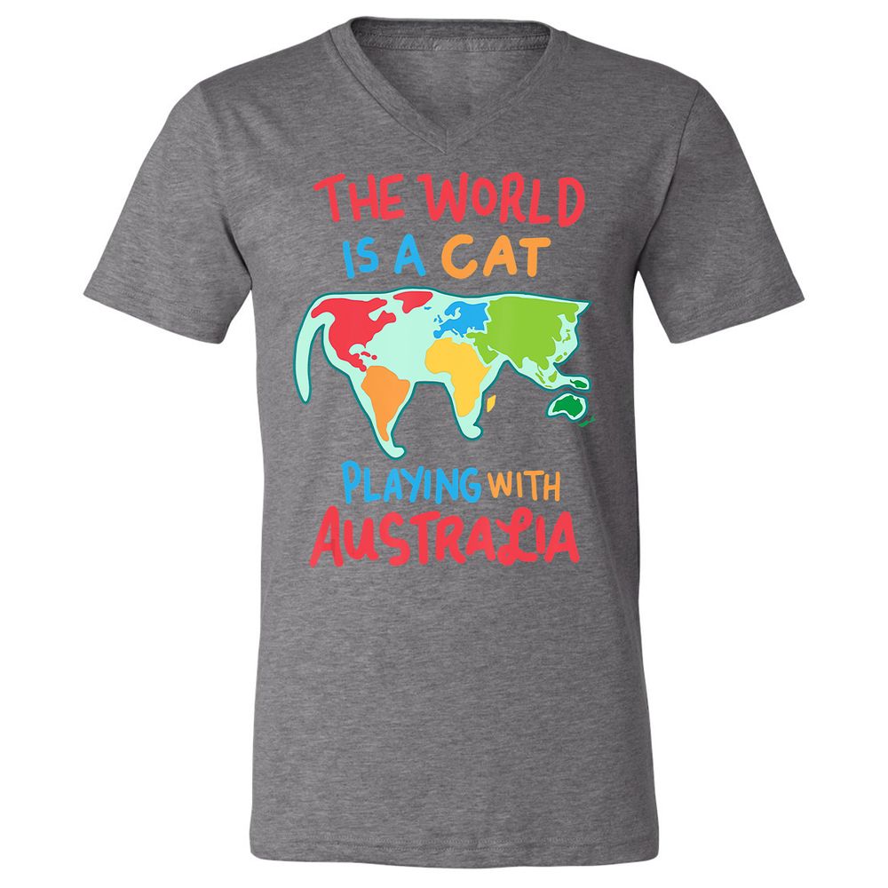 Unisex V-Neck T-Shirt - ZM4JXSAH - Deep Heather - 13