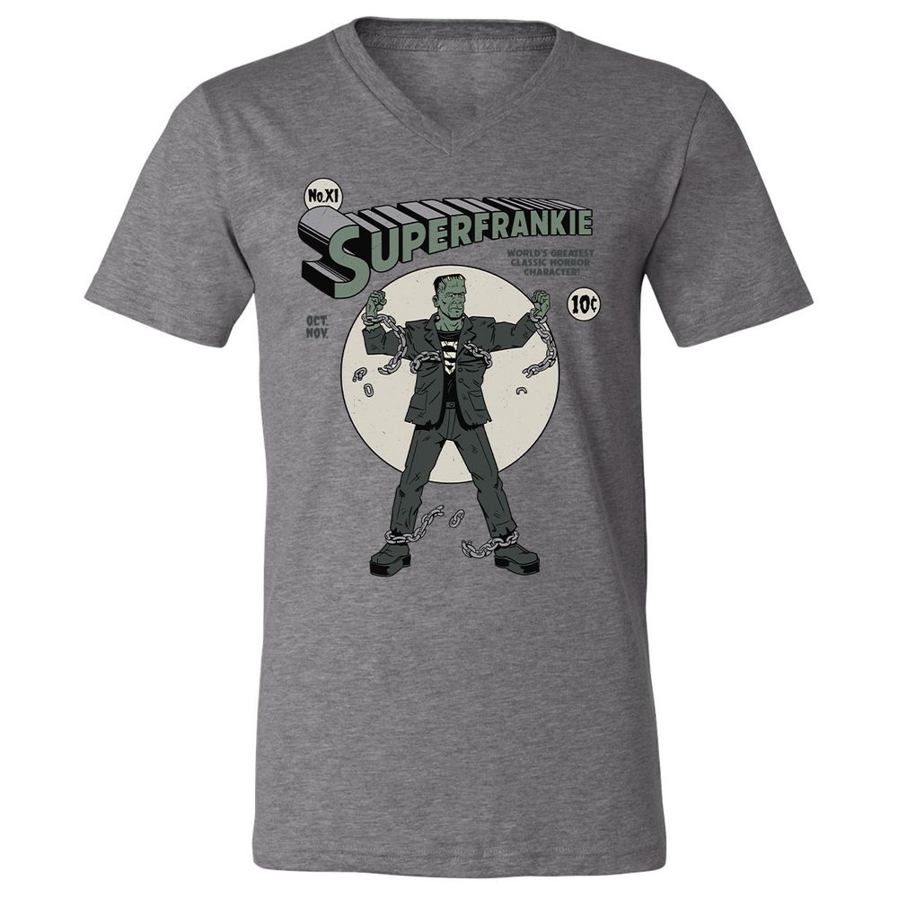 Unisex V-Neck T-Shirt - KBG7AU6R - Deep Heather - 13