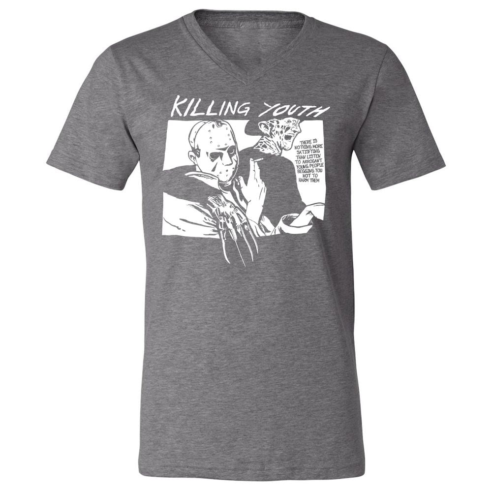 Unisex V-Neck T-Shirt - NNNCQFLY - Deep Heather - 13