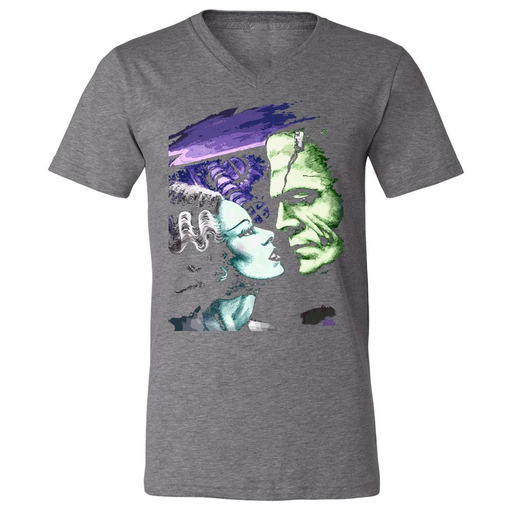 Unisex V-Neck T-Shirt - 8FCJXLRW - Deep Heather - 13