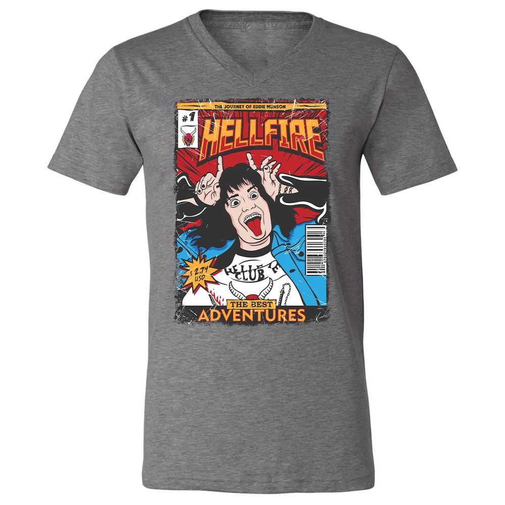 Unisex V-Neck T-Shirt - 8YBTTG9G - Deep Heather - 13