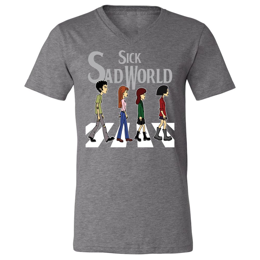 Unisex V-Neck T-Shirt - X9BUZHRT - Deep Heather - 13