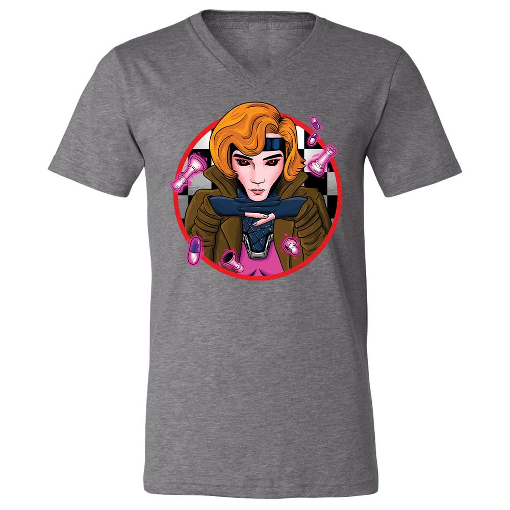 Unisex V-Neck T-Shirt - P7TFFMAP - Deep Heather - 13