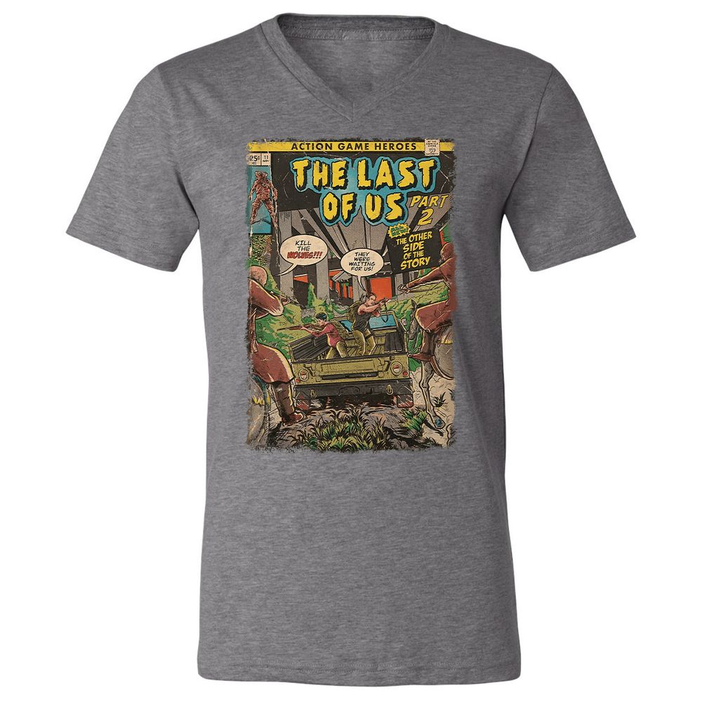 Unisex V-Neck T-Shirt - QBN8K7VB - Deep Heather - 13