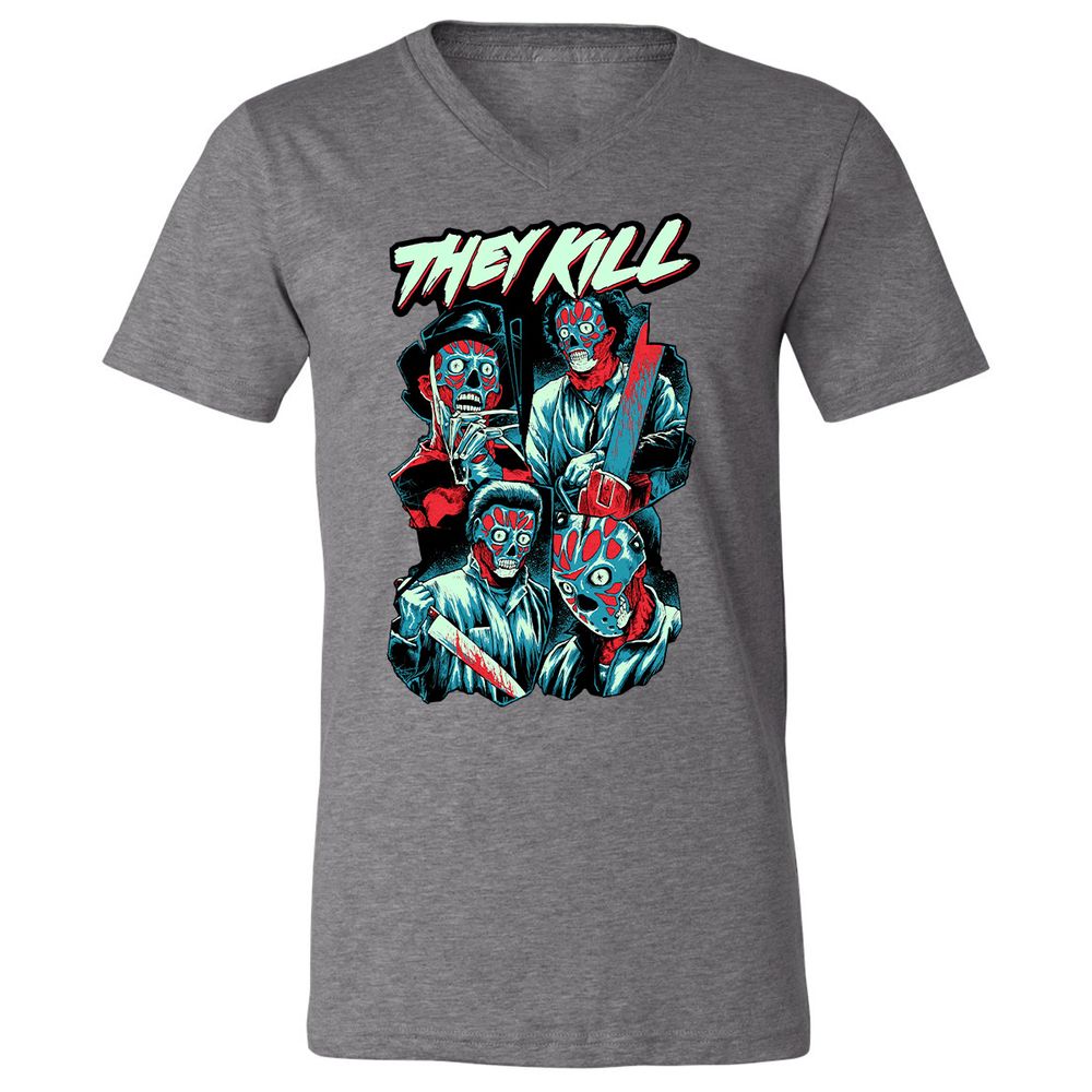 Unisex V-Neck T-Shirt - 4CUXCPYF - Deep Heather - 13