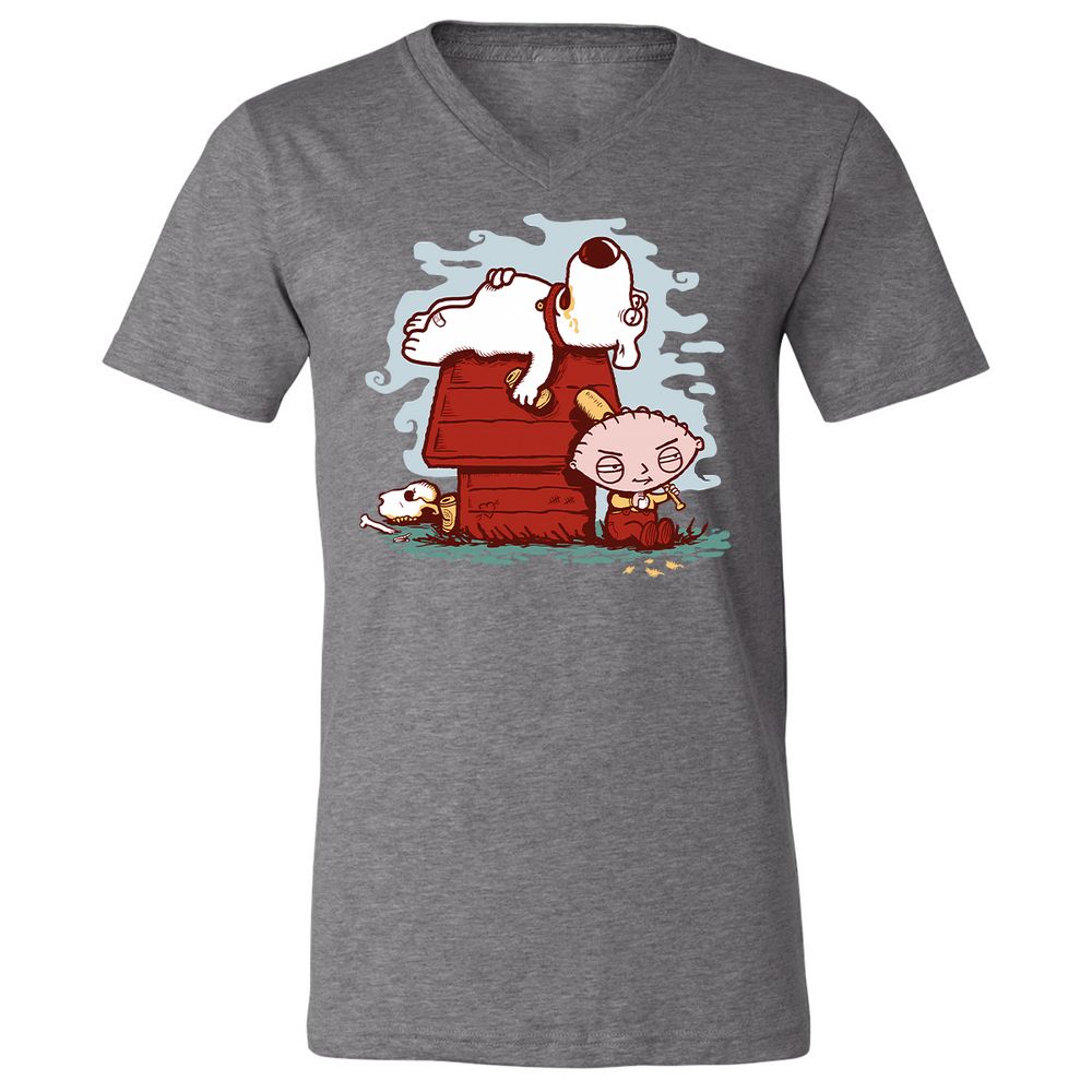Unisex V-Neck T-Shirt - DE8JU9S1 - Deep Heather - 13