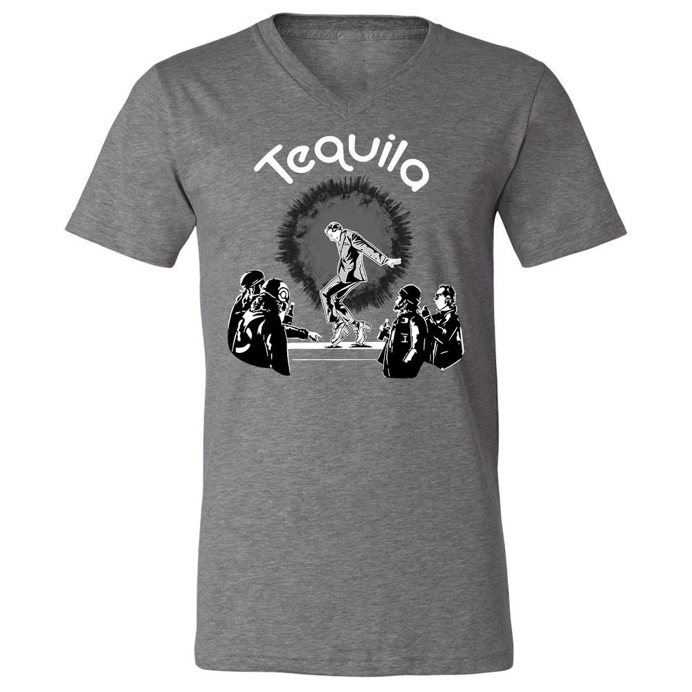 Unisex V-Neck T-Shirt - QRKM3NUU - Deep Heather - 13
