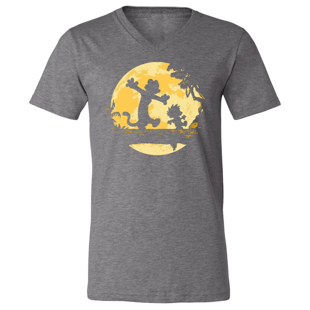Unisex V-Neck T-Shirt - 7Y8HX3AQ - Deep Heather - 13