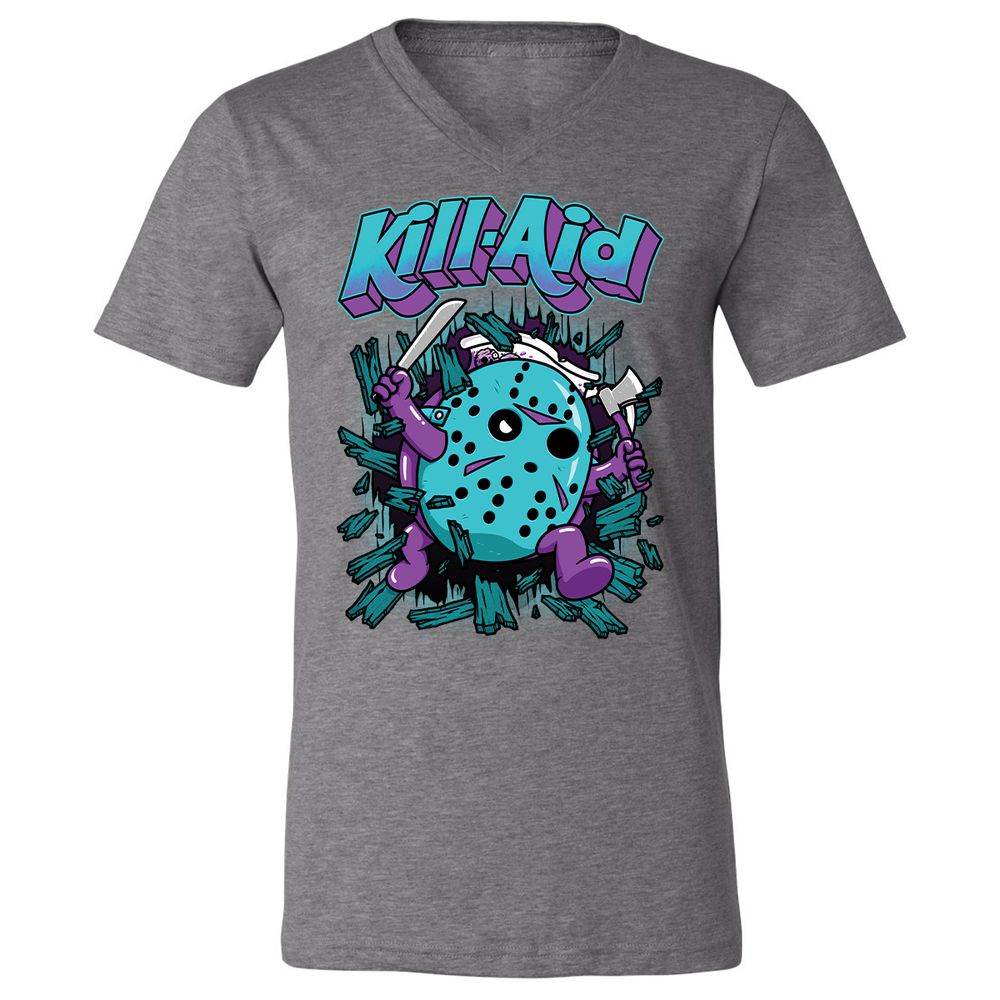 Unisex V-Neck T-Shirt - QASJDGSZ - Deep Heather - 13