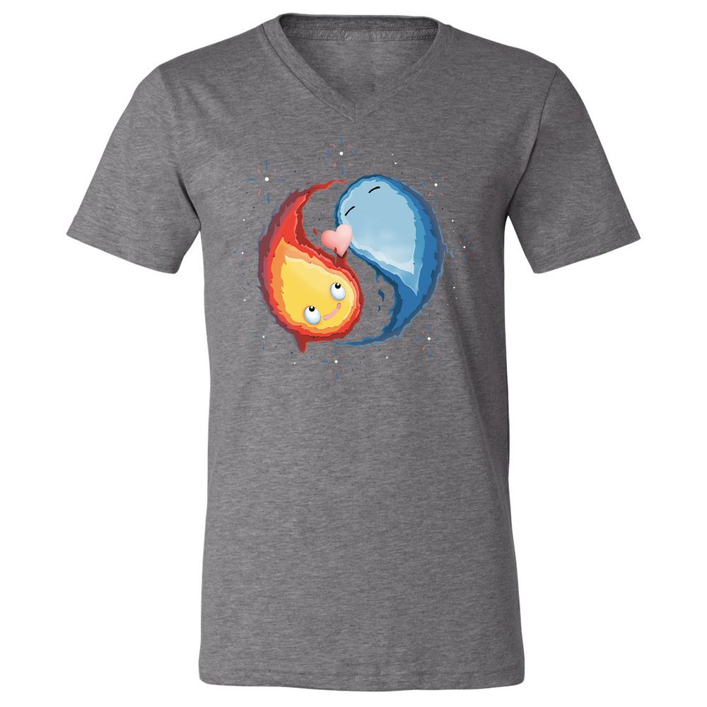 Unisex V-Neck T-Shirt - 4W92J8UJ - Deep Heather - 13