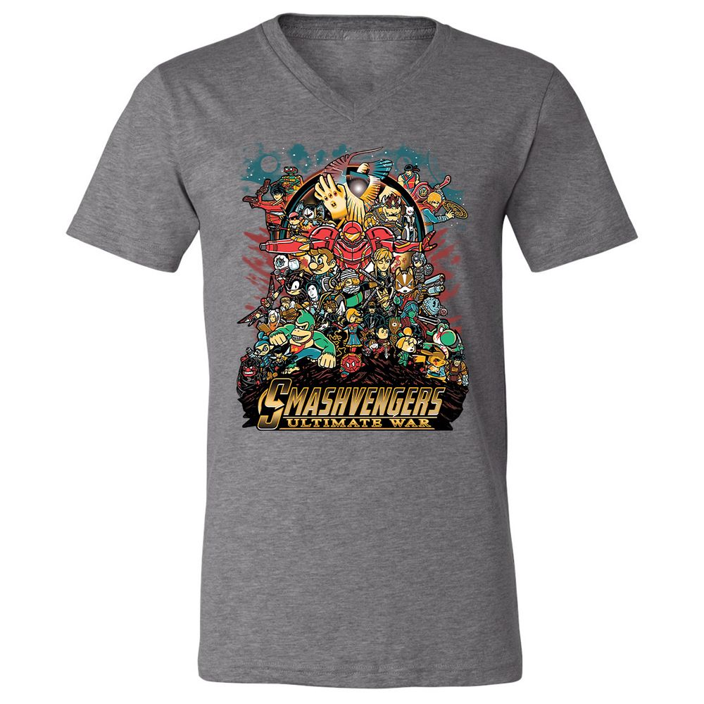Unisex V-Neck T-Shirt - M4LCAVR5 - Deep Heather - 13